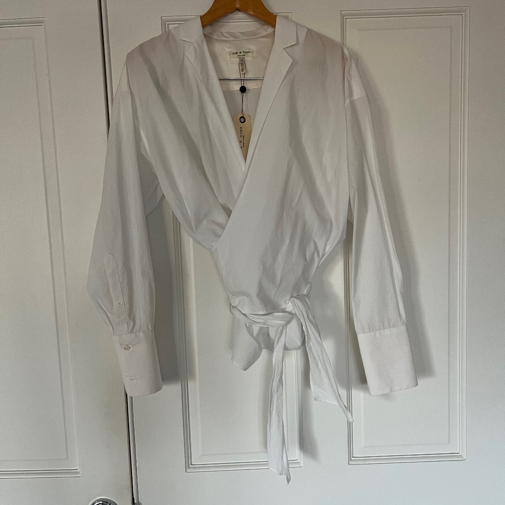NWT rag and bone white shirt with silk detail size small